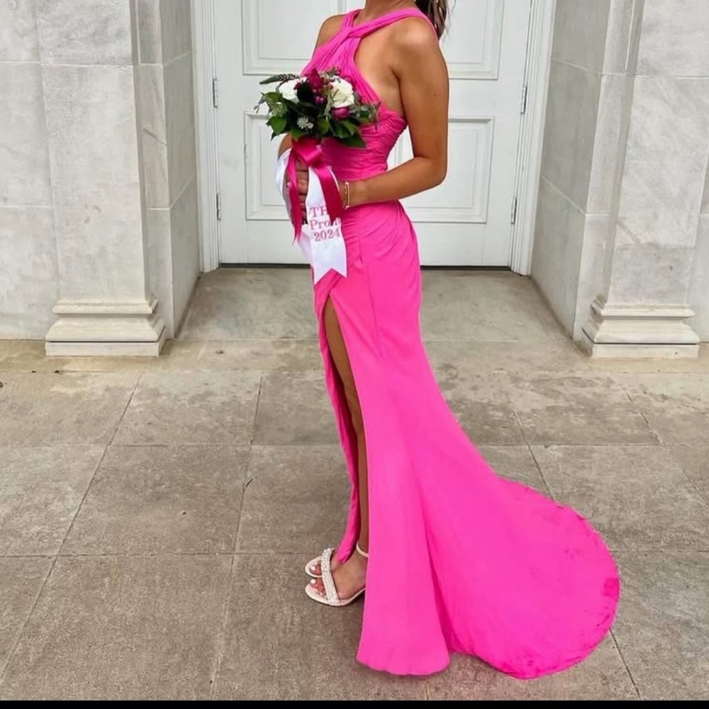 Chic Fuchsia Halter Prom Dress Ashley Lauren 
STYLE #11252
